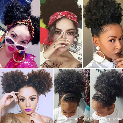 Puff Afro Curly Chignon Wig Drawstring Ponytail Short Afro Kinky Pony Tail Clip In on African Synthetic Hair Afro Bun